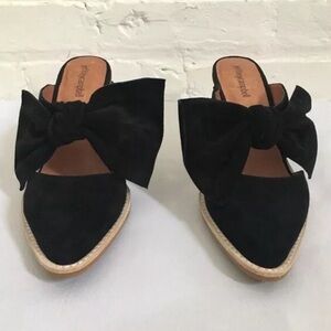 Jeffrey Campbell Black Suede Bow Mule Booties Sz 8.5
